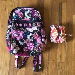 Vera Bradley unmatched small backpack and pouch.